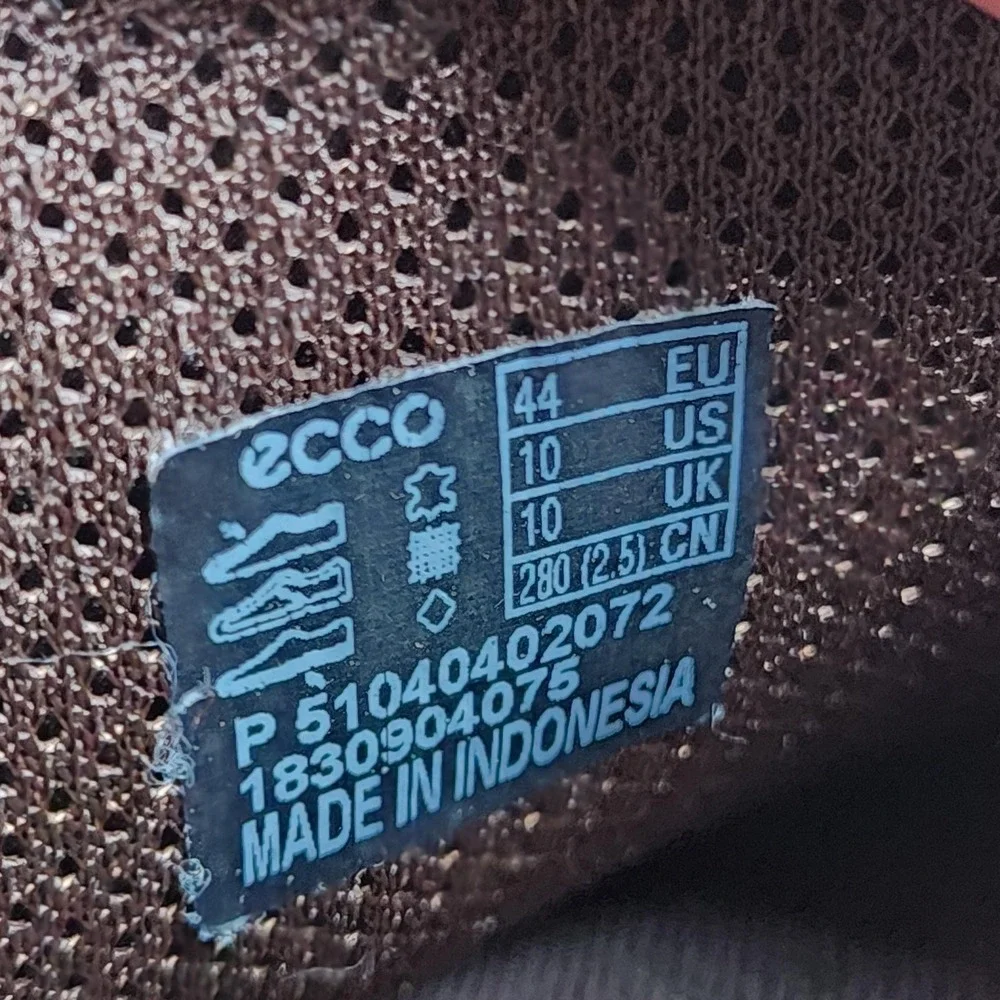 Ecco Fusion II Tie Lace Up Shoes Mens 10 44 Brown Leather Casual Walking Moc Toe